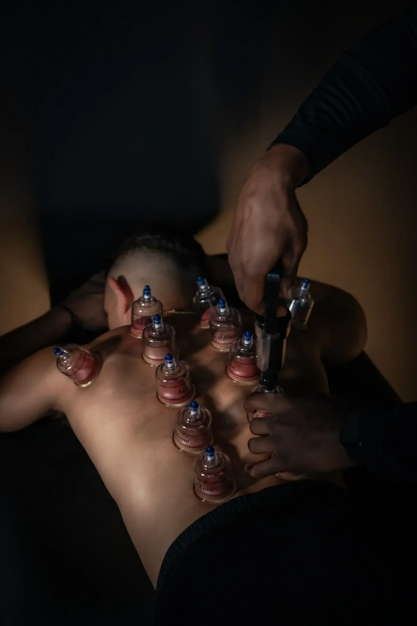 Cupping session on the training floor at PROS